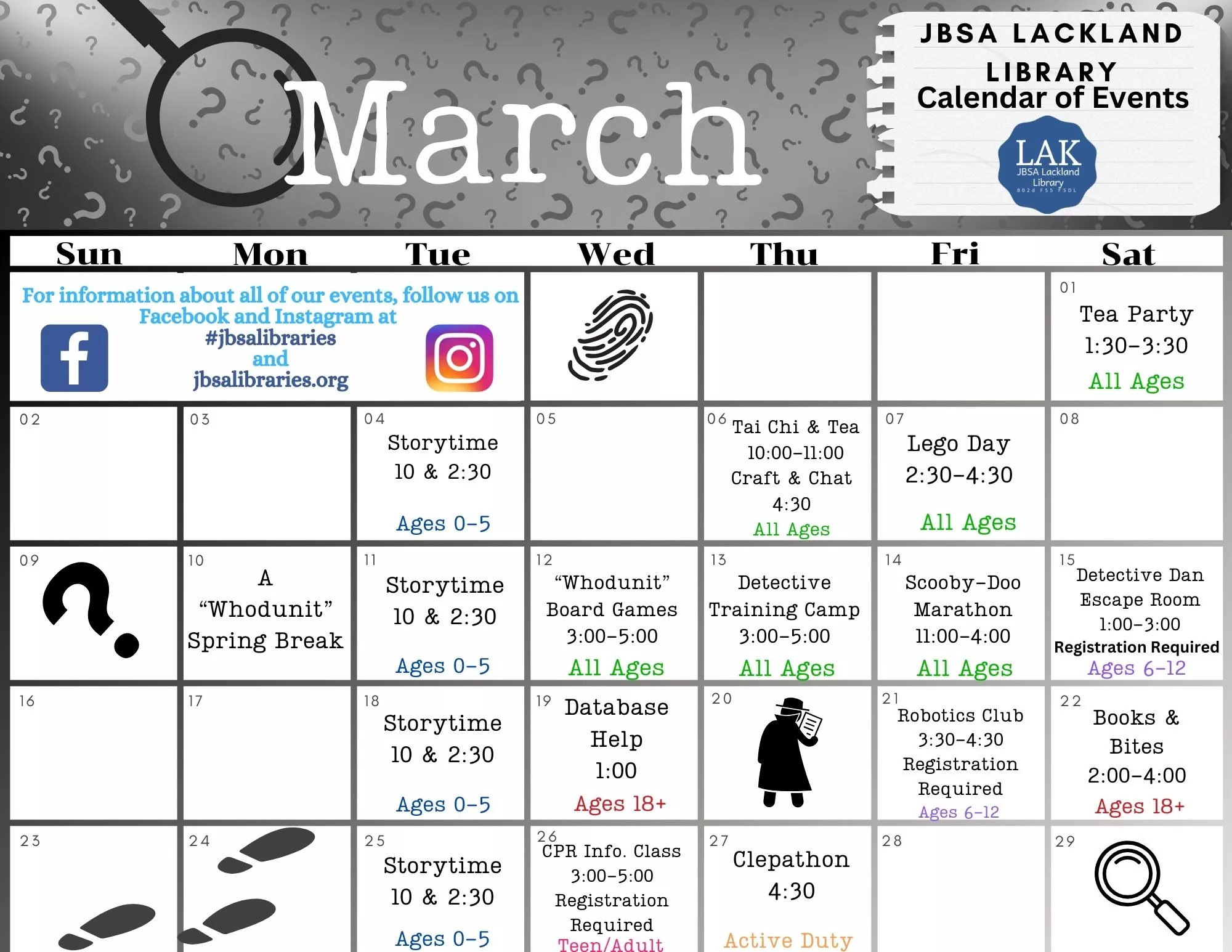 March Calendar of Events